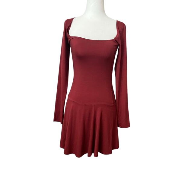 Reformation Coen Jersey Knit Long Sleeve Square Neck Mini Dress Size XS - Picture 3 of 12
